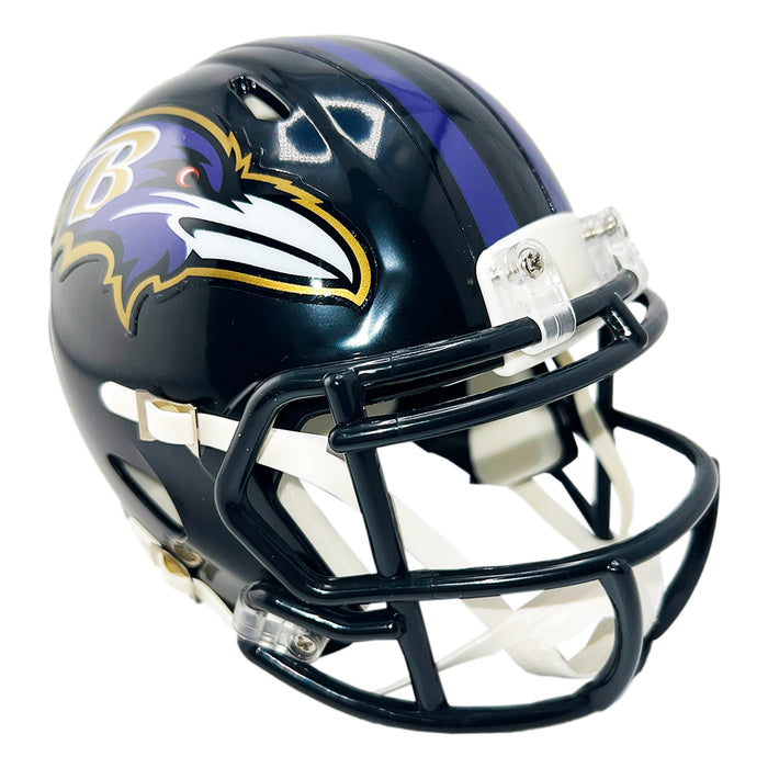 black and white football raven helmet Derrick Mason Signed Baltimore Ravens Speed Mini Football Helmet (JSA) — RSA
