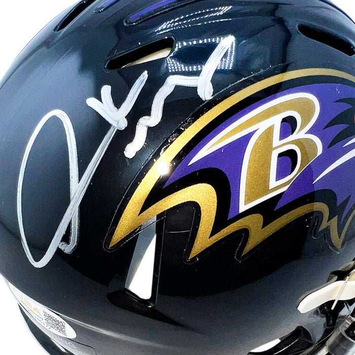 Derrick Mason Signed Baltimore Ravens Speed Mini Football Helmet (JSA)