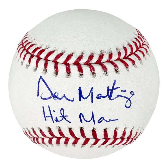 Don Mattingly Signed Hit Man Inscription Rawlings Official Major League Baseball (MLB)