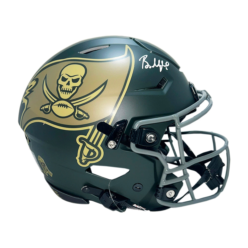 Baker Mayfield Signed Tampa Bay Buccaneers Salute 2025 SpeedFlex Full-Size Football Helmet (Beckett)