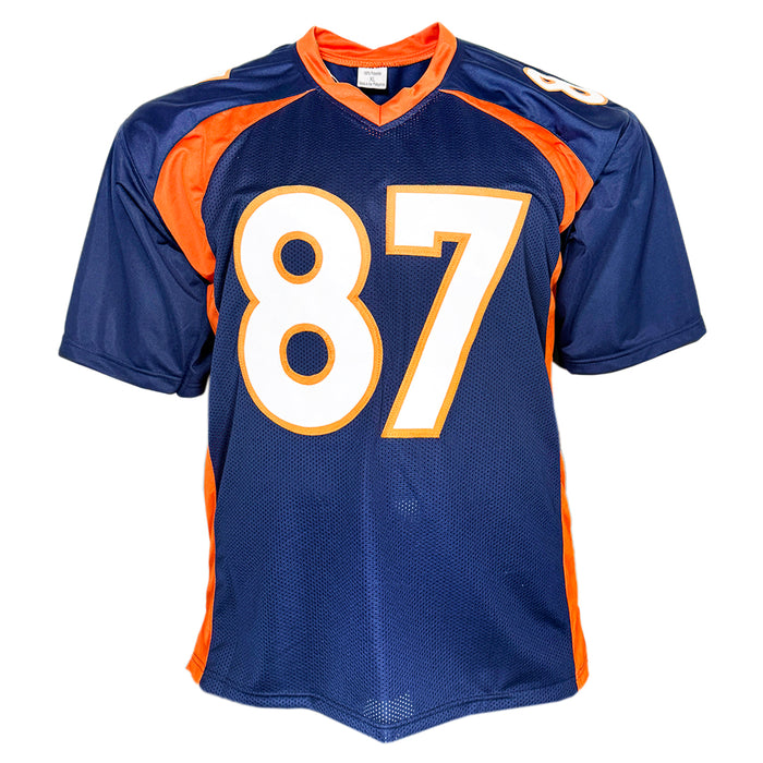 Ed McCaffrey Signed 2x SB Champs Inscription Denver Blue Football Jersey (JSA)