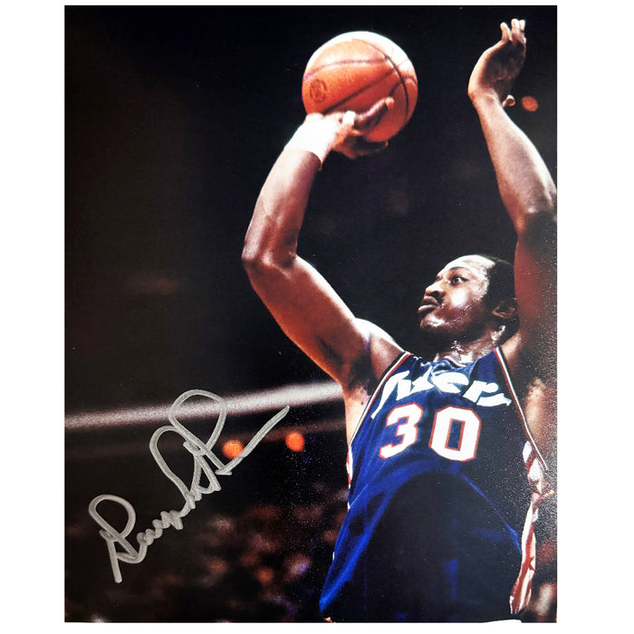 George McGinnis Signed Philadelphia Pose 2 Basketball 8x10 Photo (JSA)