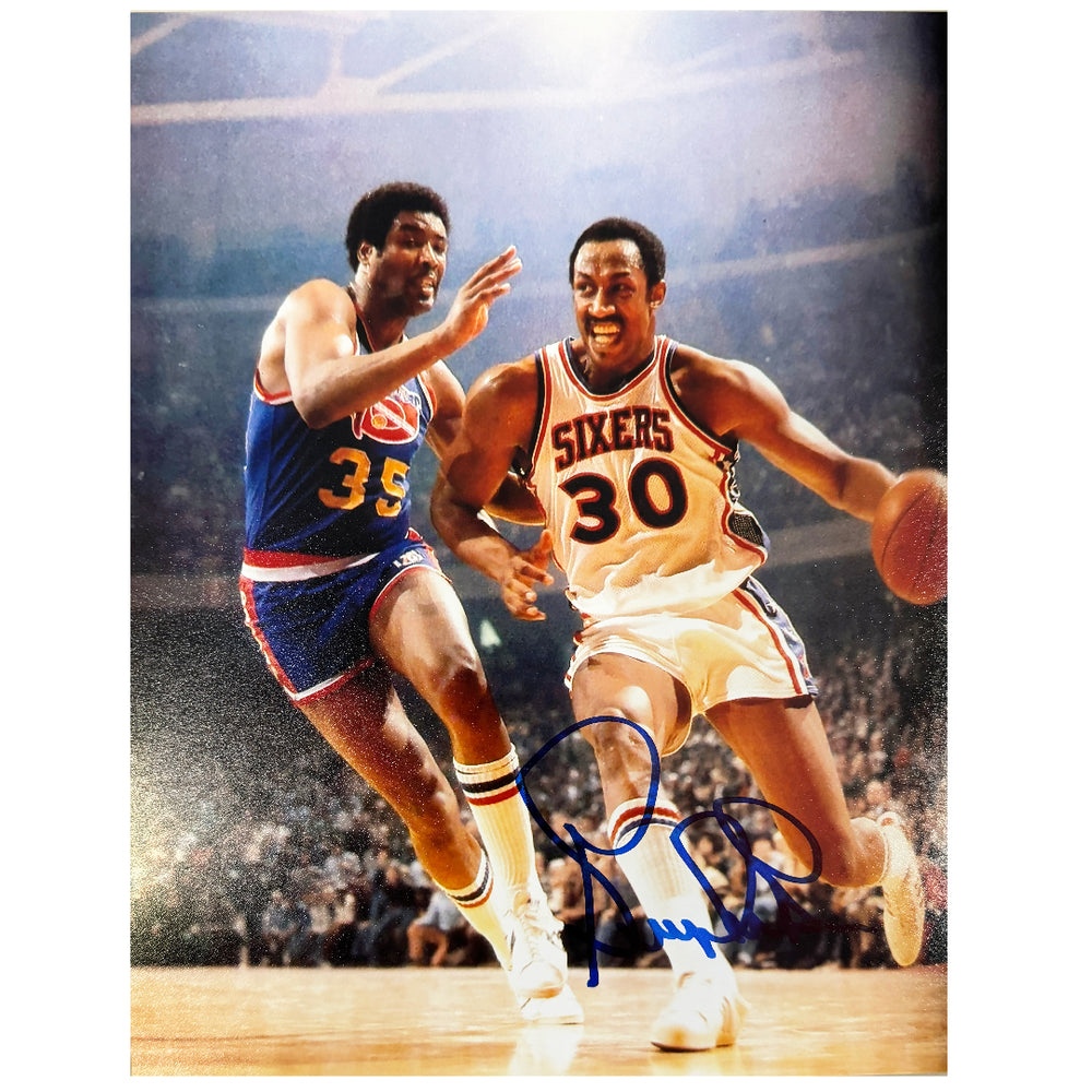 George McGinnis Signed Philadelphia Pose 4 Basketball 8x10 Photo (JSA)