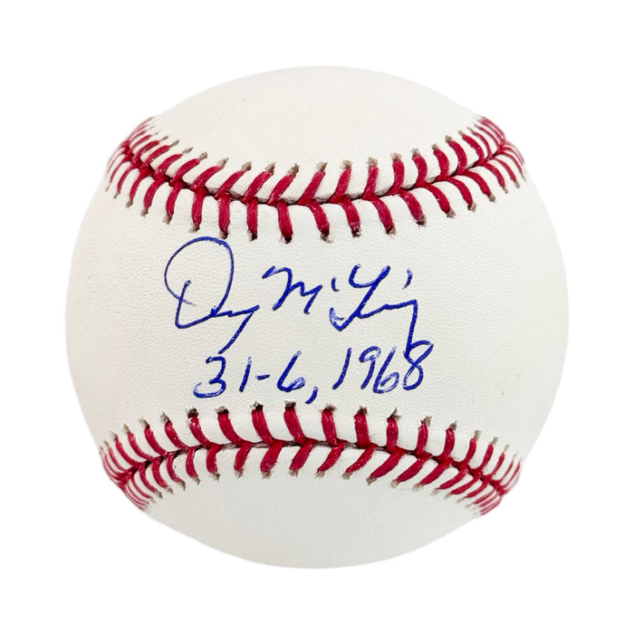 Denny McLain Signed 31-6, 1968 Inscription Rawlings Official Major League Baseball (JSA)