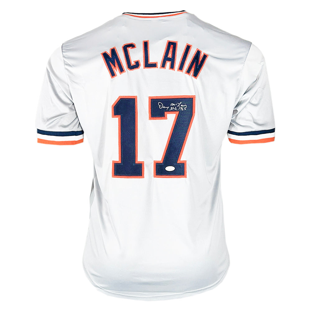 Denny McLain Signed 31-6-1968 Inscription Detroit Grey Baseball Jersey (JSA)