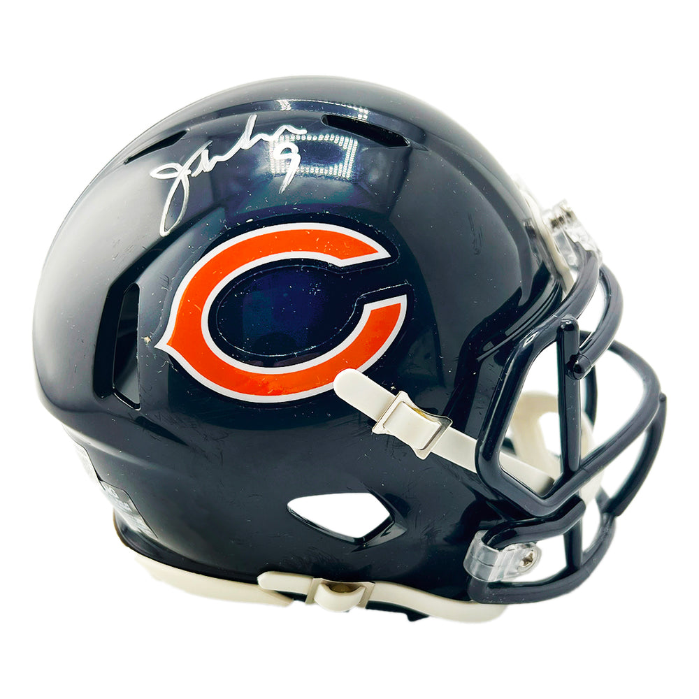 Jim McMahon Signed Silver Ink Chicago Bears Speed Mini Football Helmet (Beckett)
