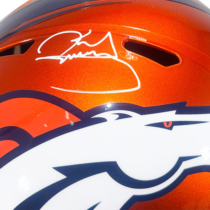 Karl Mecklenburg Signed Denver Broncos Flash Full-Size Replica Football Helmet (JSA)