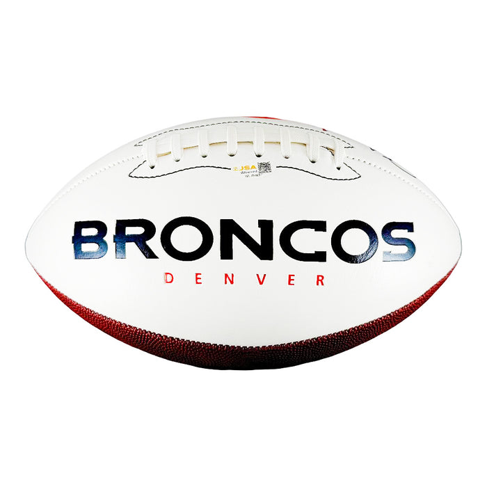 Karl Mecklenburg Signed Denver Broncos Official NFL Team Logo Football (JSA)