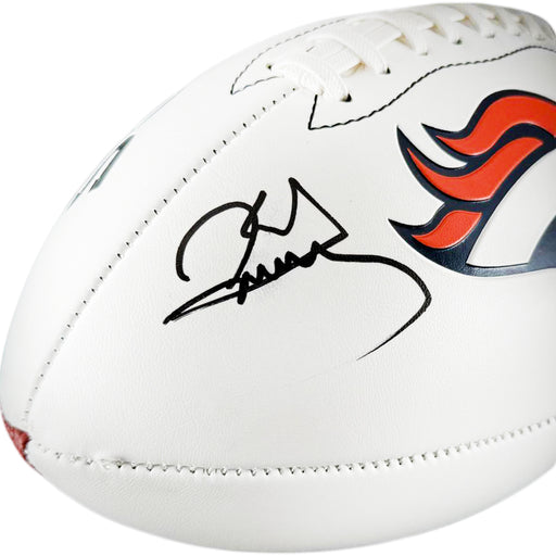 Karl Mecklenburg Signed Denver Broncos Official NFL Team Logo Football (JSA)