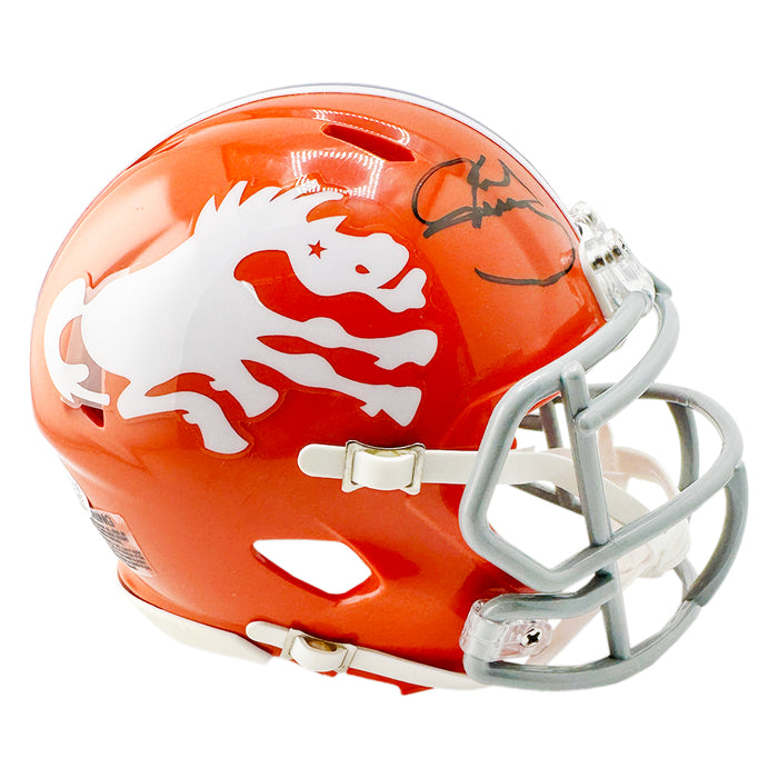 Karl Mecklenburg Signed Denver Broncos Throwback 1966 Speed Mini Football Helmet (JSA)