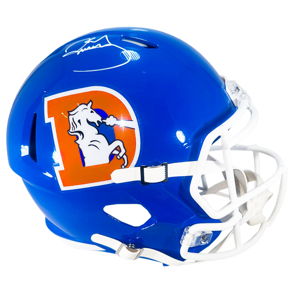Karl Mecklenburg Signed Denver Broncos Throwback 75-96 Speed Full-Size Replica Football Helmet (JSA)