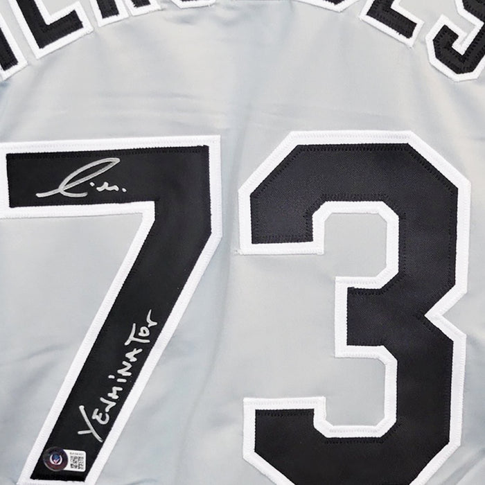Yermin Mercedes Signed "Yerminator" Inscription Chicago Grey Baseball Jersey (Beckett)