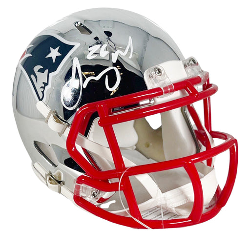 Sony Michel Signed New England Patriots Chrome Speed Mini Football Helmet (Beckett)
