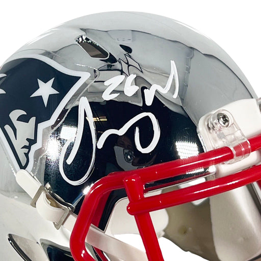 Sony Michel Signed New England Patriots Chrome Speed Mini Football Helmet (Beckett)