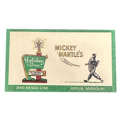 Original Mickey Mantle's Restaurant Holiday Inn Business Card Joplin Missouri