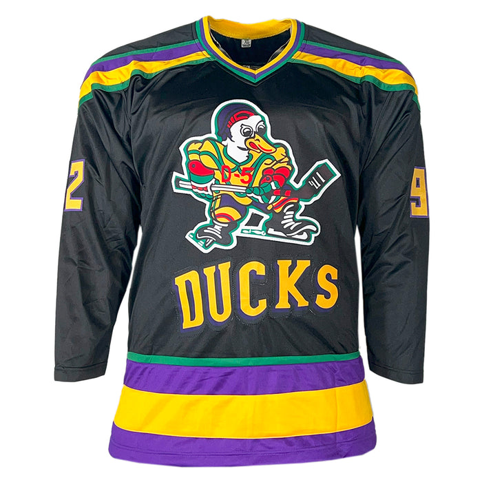 The Mighty Ducks Signed Six Signature Black Hockey Jersey (Beckett)