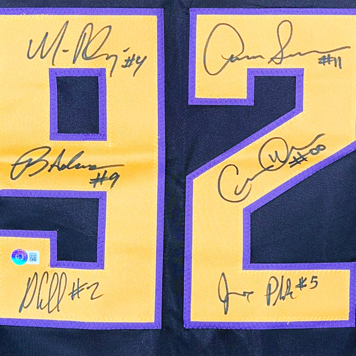 The Mighty Ducks Signed Six Signature Black Hockey Jersey (Beckett)