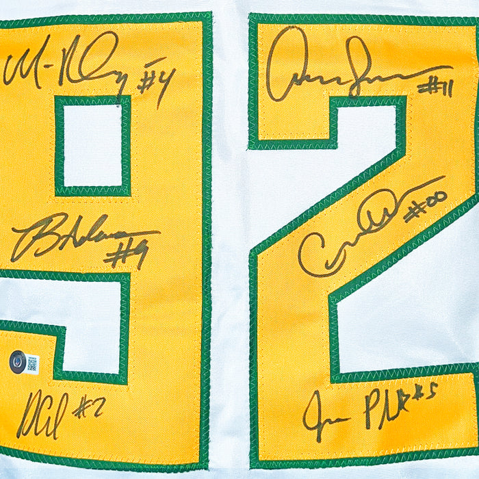 The Mighty Ducks Signed Six Signature White Hockey Jersey (Beckett)