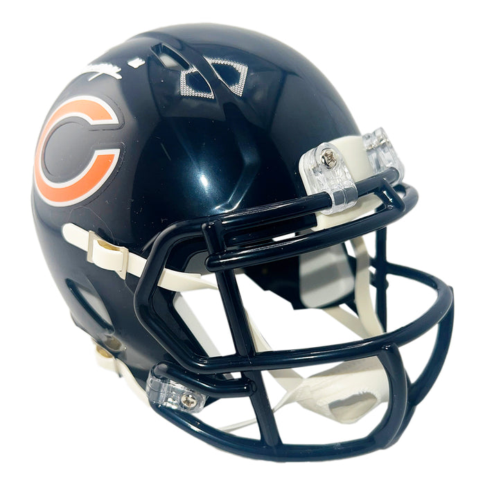 Kyle Monangai Signed Chicago Bears Speed Mini Navy Football Helmet (JSA)