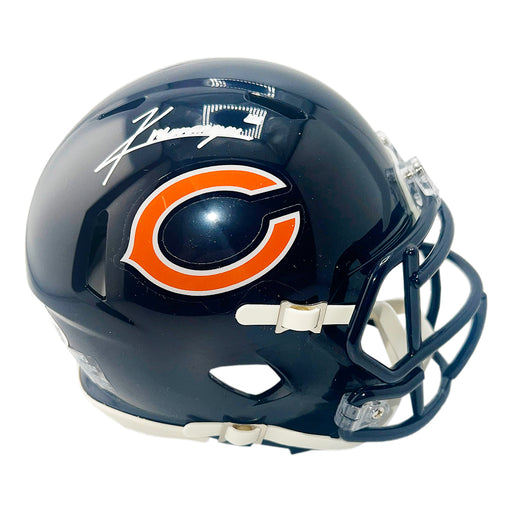 Kyle Monangai Signed Chicago Bears Speed Mini Navy Football Helmet (JSA)