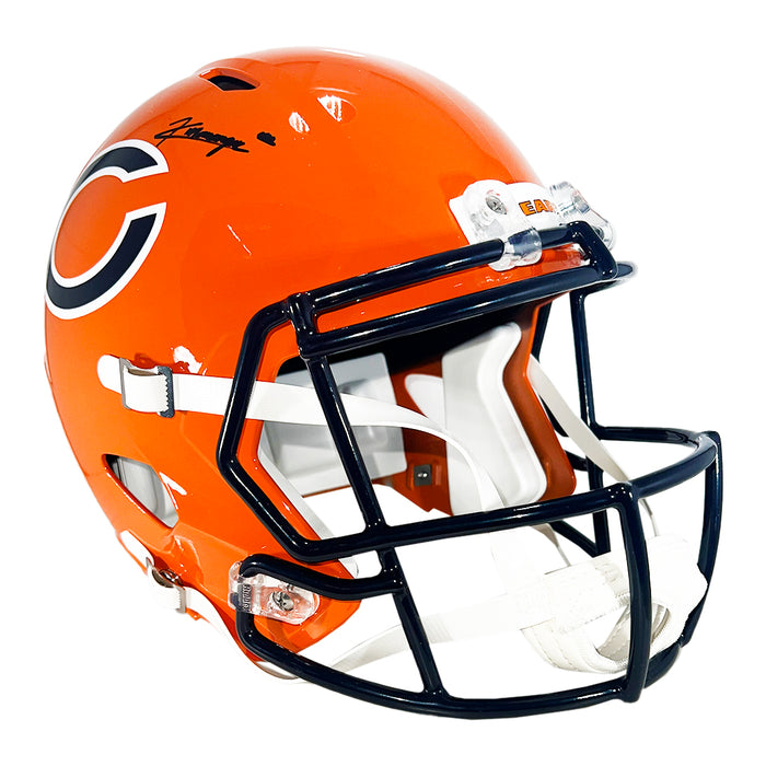 Kyle Monangai Signed Chicago Bears Speed Full-Size Replica Orange Football Helmet (JSA)