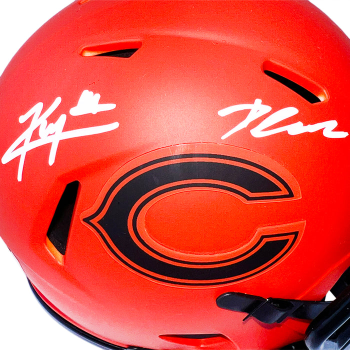 Kyle Monangai and D'Andre Swift Signed Chicago Bears Rave Mini Football Helmet (JSA)
