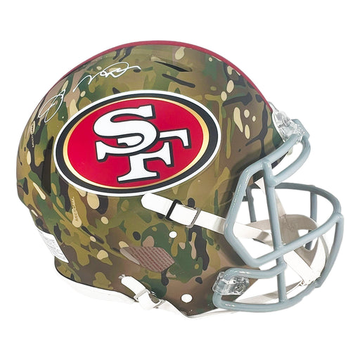 Joe Montana Signed San Francisco 49ers Camo Authentic Speed Full-Size Football Helmet (Beckett)