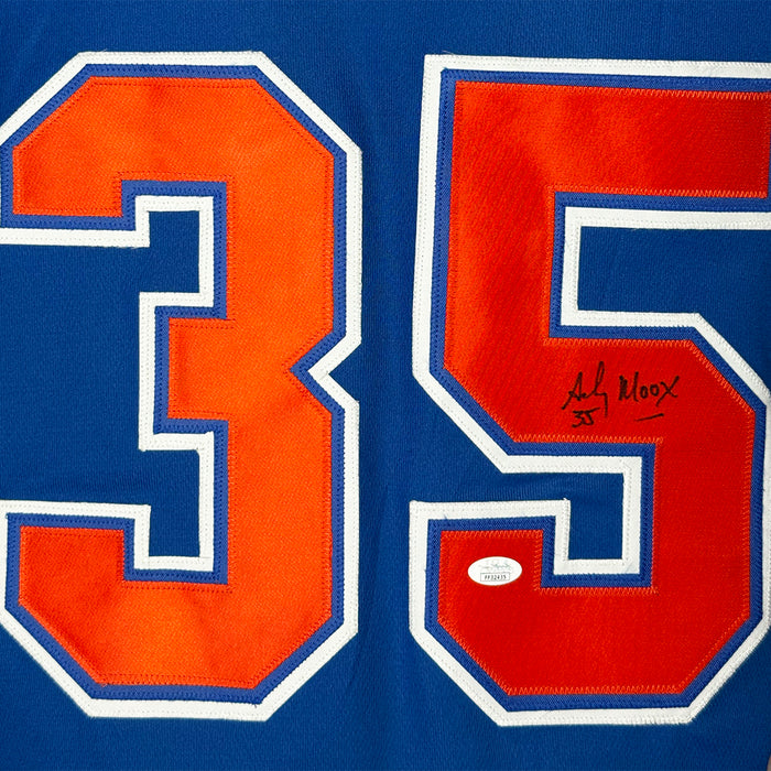 Andy Moog Signed Edmonton Blue Hockey Jersey (JSA)