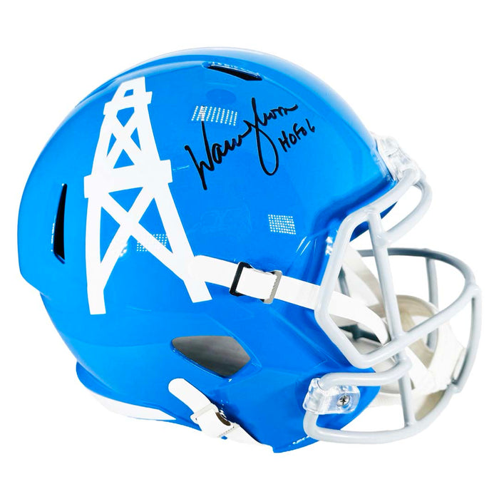 Warren Moon Signed HOF 06 Inscription Houston Oilers Throwback 60-62 Speed Full-Size Replica Football Helmet (JSA)