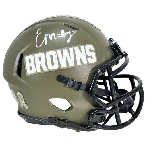 Elijah Moore Signed Cleveland Browns Salute to Service Mini Football Helmet (JSA)