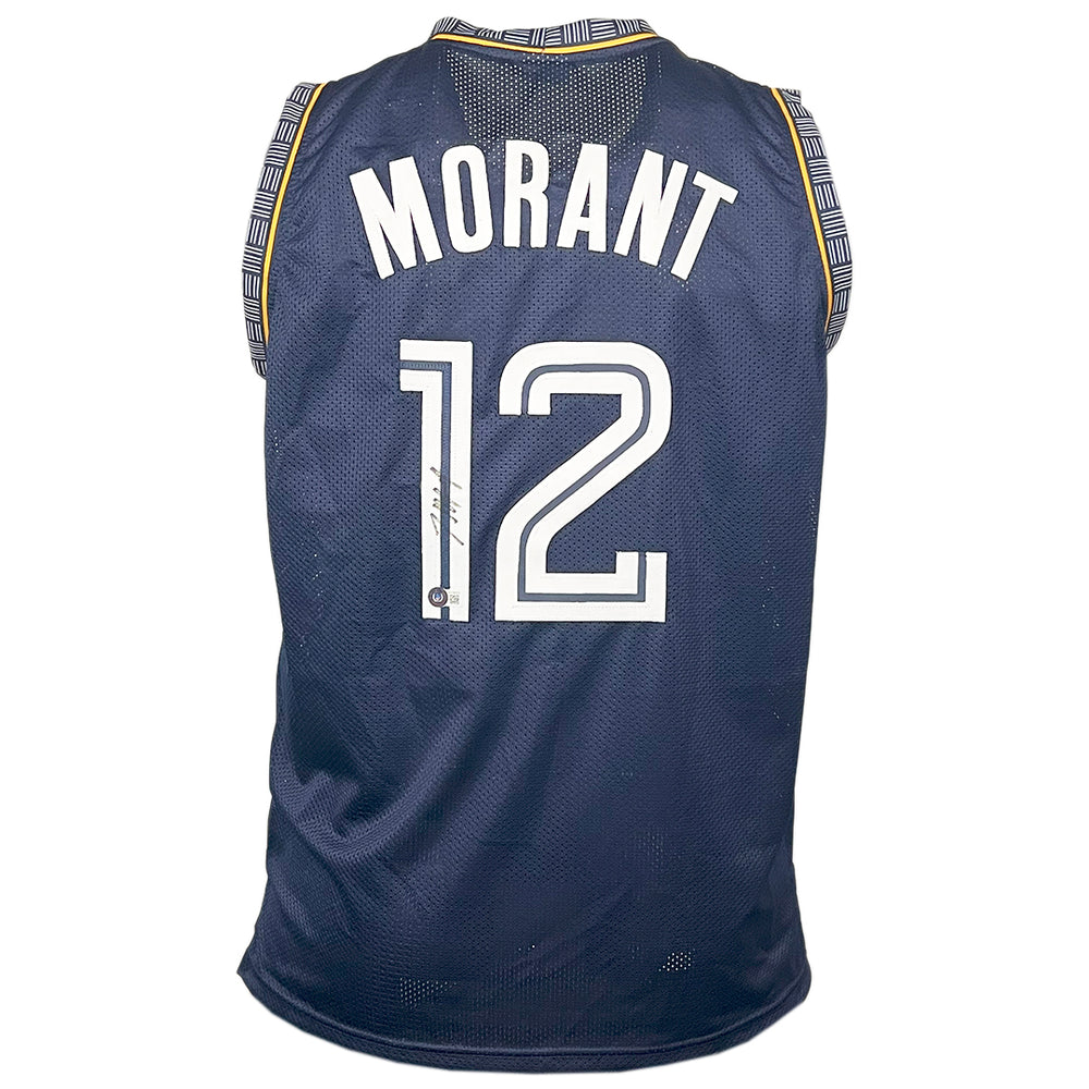 Ja Morant Signed Memphis Navy Basketball Jersey (Beckett)