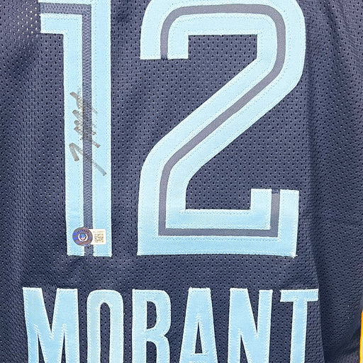 Ja Morant Signed Memphis Navy Icon Edition Basketball Jersey (Beckett)