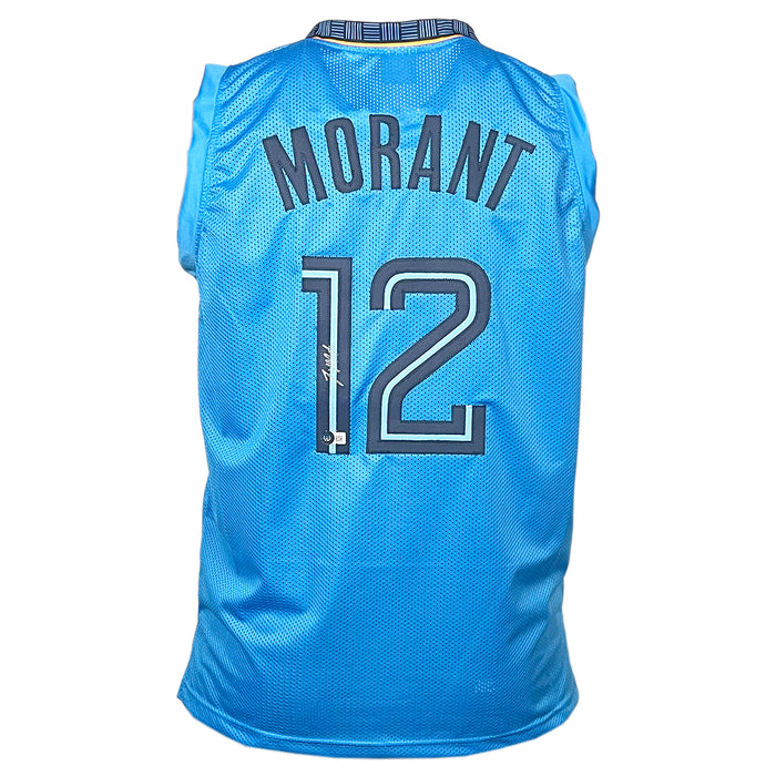 Ja Morant Signed Memphis Light Blue Basketball Jersey (Beckett)
