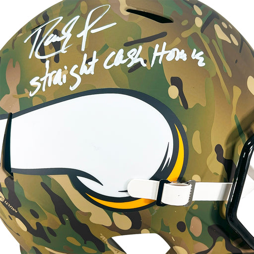 Randy Moss Signed Straight Cash Homie Inscription Minnesota Vikings Camo Speed Full-Size Replica Football Helmet (Beckett)