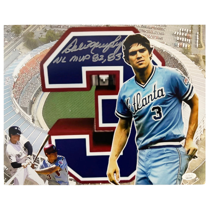 Dale Murphy Signed NL MVP 82,83 Inscription Atlanta Braves 11x14 Baseball Photo (JSA)