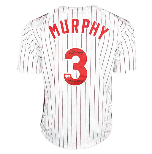 Dale Murphy Signed NL MVP 82,83 Inscription Philadelphia Pinstripe Baseball Jersey (Beckett) - RSA