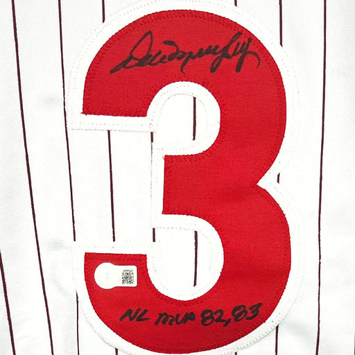 Dale Murphy Signed NL MVP 82,83 Inscription Philadelphia Pinstripe Baseball Jersey (Beckett) - RSA