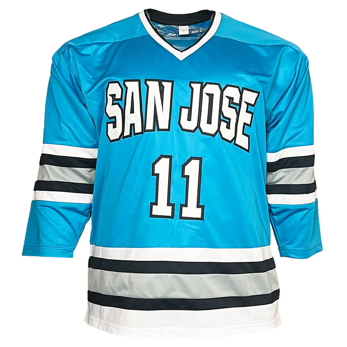 Owen Nolan Signed San Jose Blue Hockey Jersey (JSA)