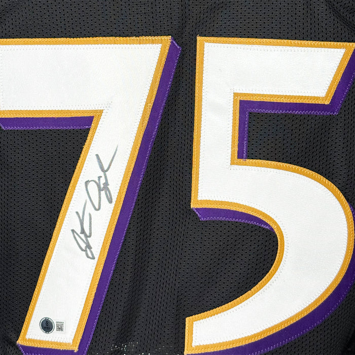 Jonathan Ogden Signed Baltimore Black Football Jersey (Beckett)