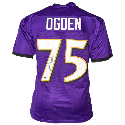 Jonathan Ogden Signed Baltimore Purple Football Jersey (Beckett)
