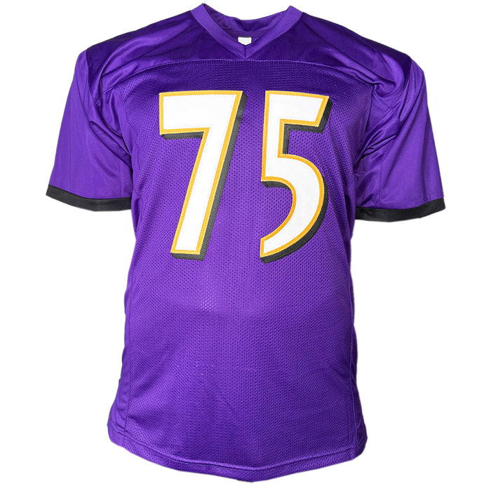 Jonathan Ogden Signed Baltimore Purple Football Jersey (Beckett)