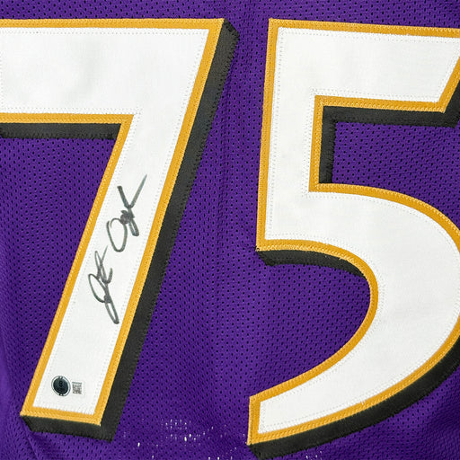 Jonathan Ogden Signed Baltimore Purple Football Jersey (Beckett)