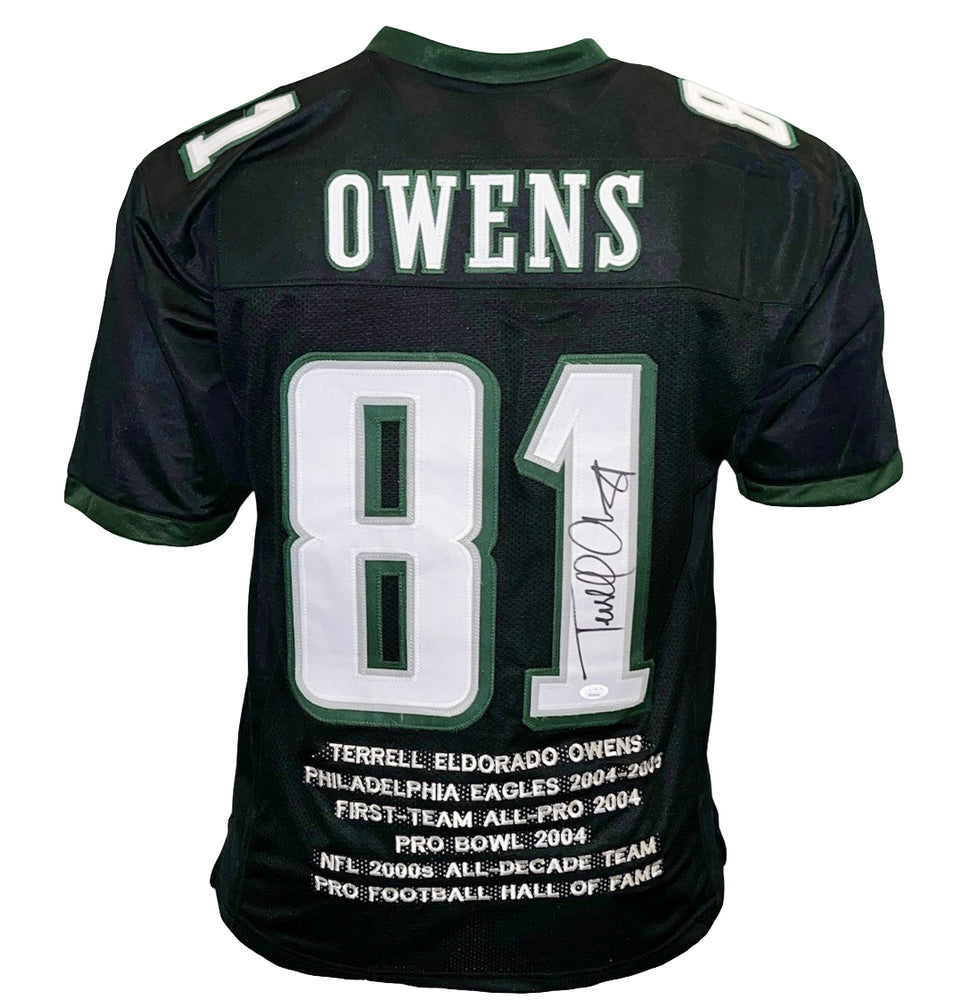 Terrell Owens Signed Philadelphia Black Stats Football Jersey (JSA)