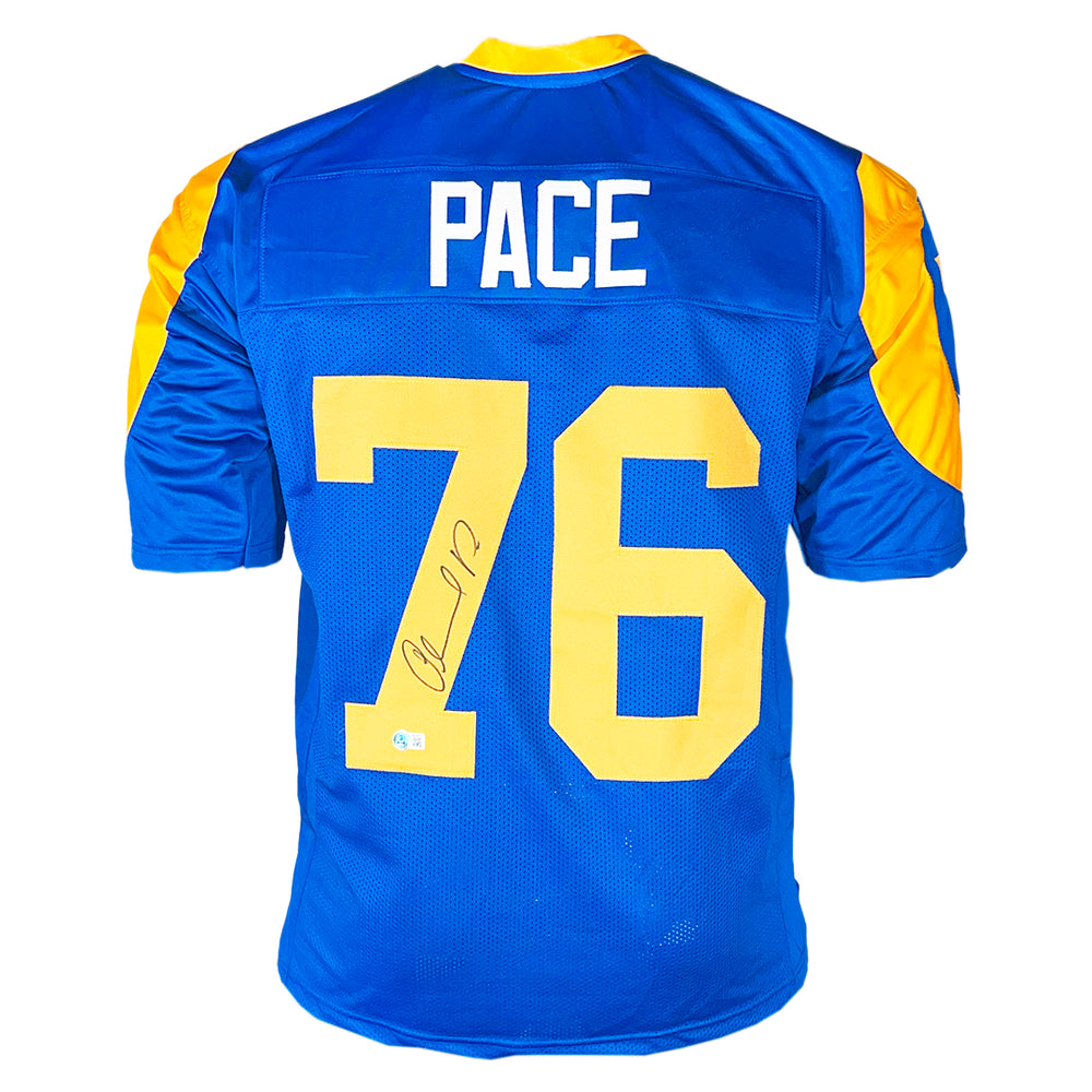 Orlando Pace Signed St. Louis Blue Football Jersey (Beckett)