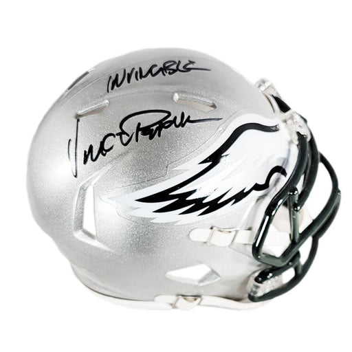 Vince Papale Signed Invincible Inscription Philadelphia Eagles Flash Speed Mini Football Helmet (JSA) - RSA