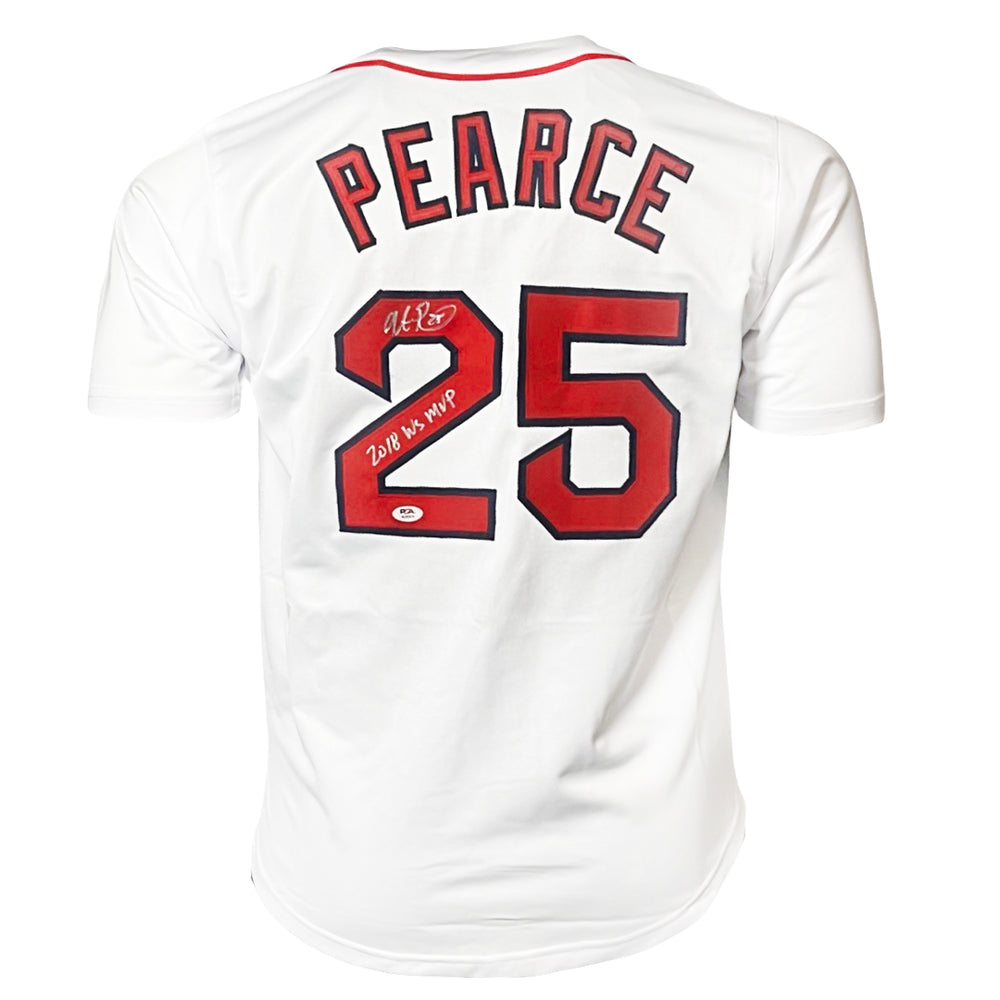 Steve Pearce Signed 2018 WS MVP Inscription Boston White Baseball Jersey (PSA)
