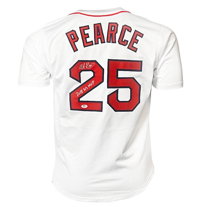 Steve Pearce Signed 2018 WS MVP Inscription Boston White Baseball Jersey (PSA)