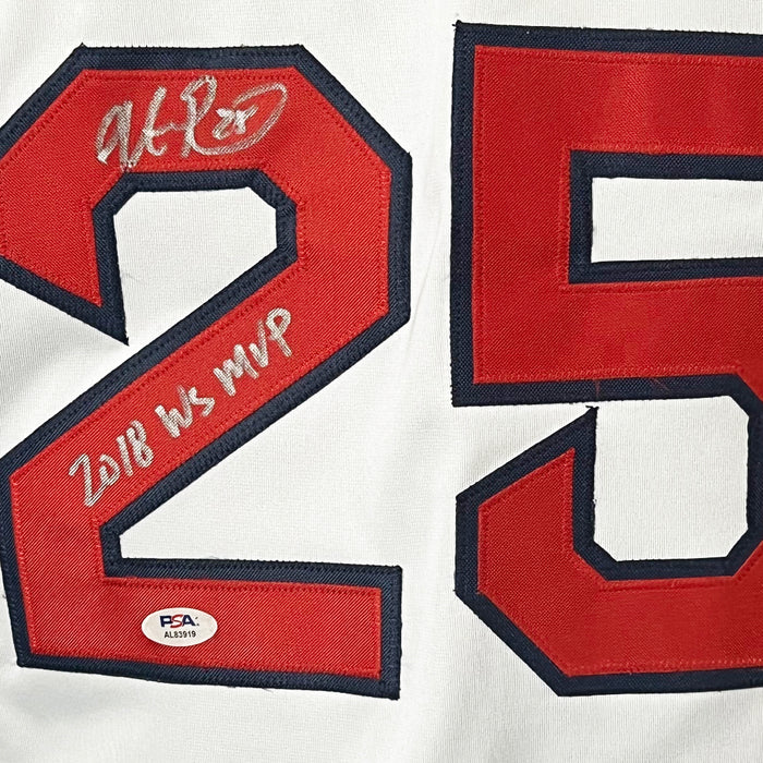 Steve Pearce Signed 2018 WS MVP Inscription Boston White Baseball Jersey (PSA)