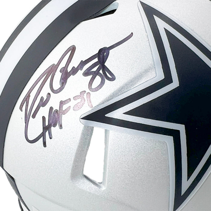 Drew Pearson Signed HOF 21 Inscription Dallas Cowboys Rave Mini Football Helmet (JSA)