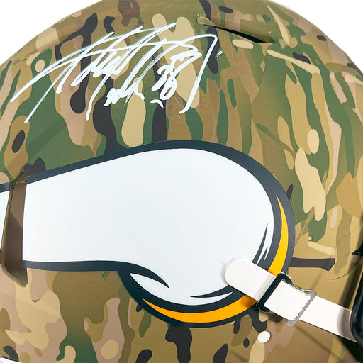 Adrian Peterson Signed Minnesota Vikings Camo Authentic Speed Full-Size Football Helmet (Beckett)